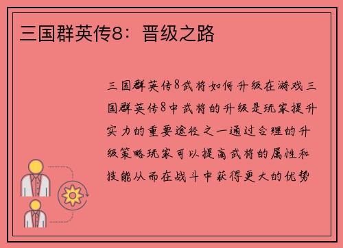 三国群英传8：晋级之路